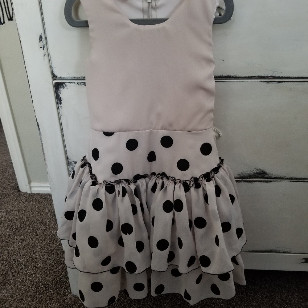 Adorable Cream  Black PolkaDot Dress